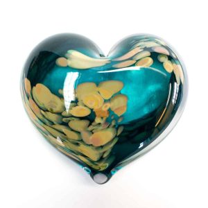 Coral Sea Glass Heart Paperweight