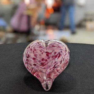 Handmade glass heart paperweight