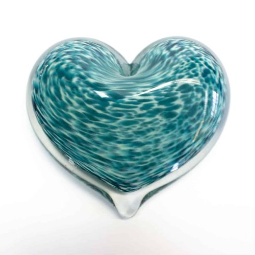 Mint Julip Glass Heart Paperweight