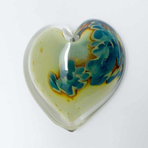 Stormy River Glass Heart Paperweight