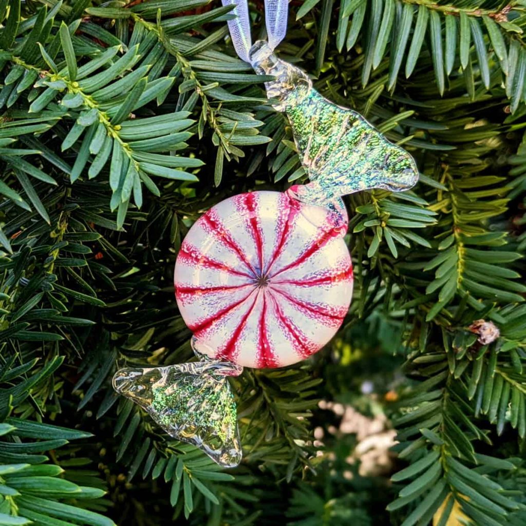 Enchanted Peppermint Candy Ornament On A Tree