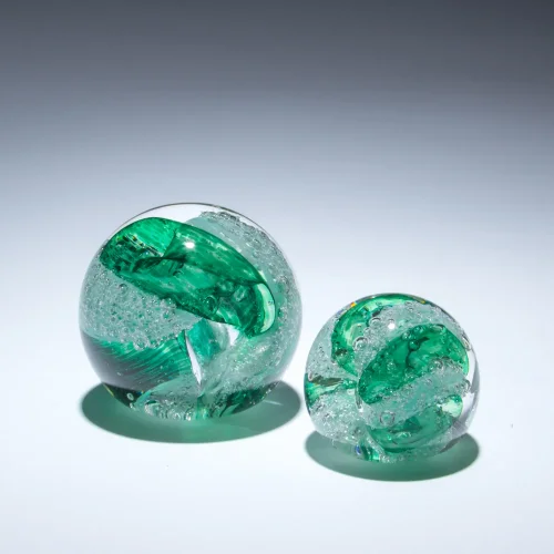 Memorial Round Paperweight or Marble Green