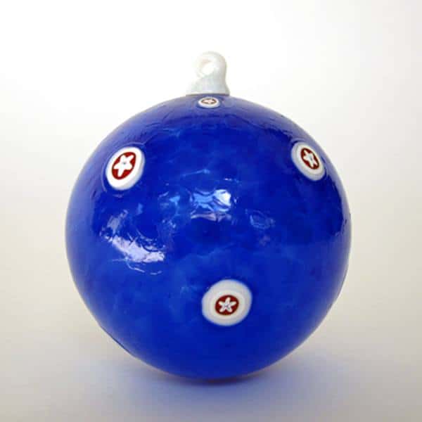 Blue Ornament with Red and White Stars
