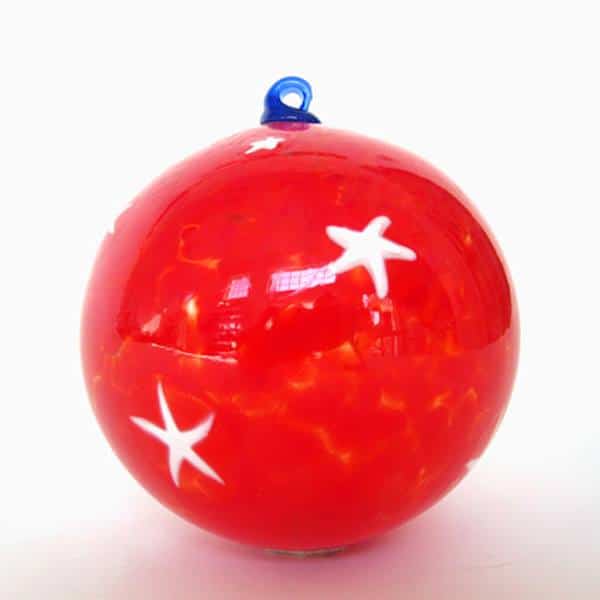 Red Ornament with White Stars