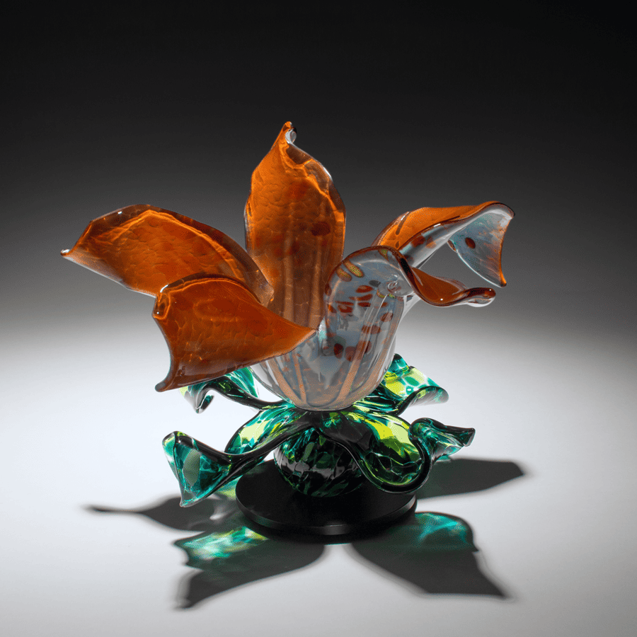 Xian Glass Flower Sculpture