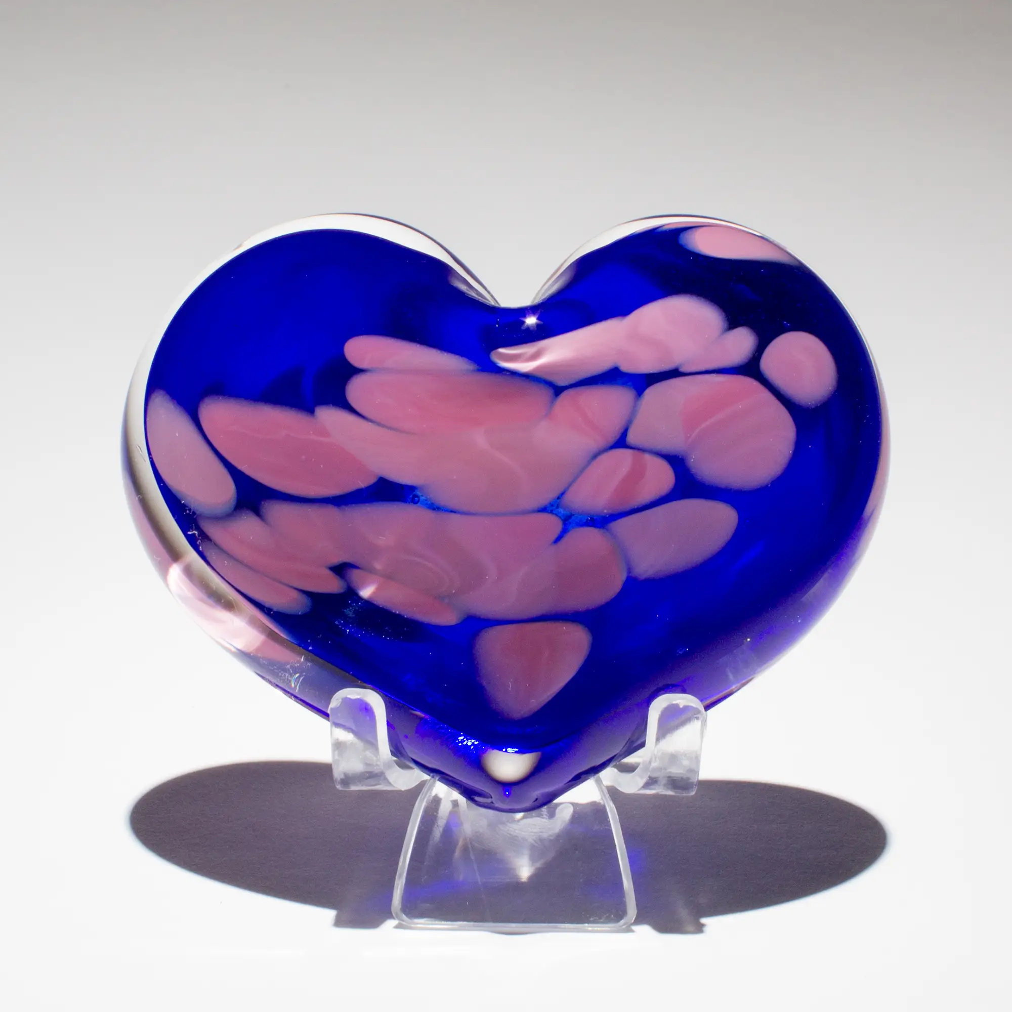 Larkspur Glass Heart Paperweight