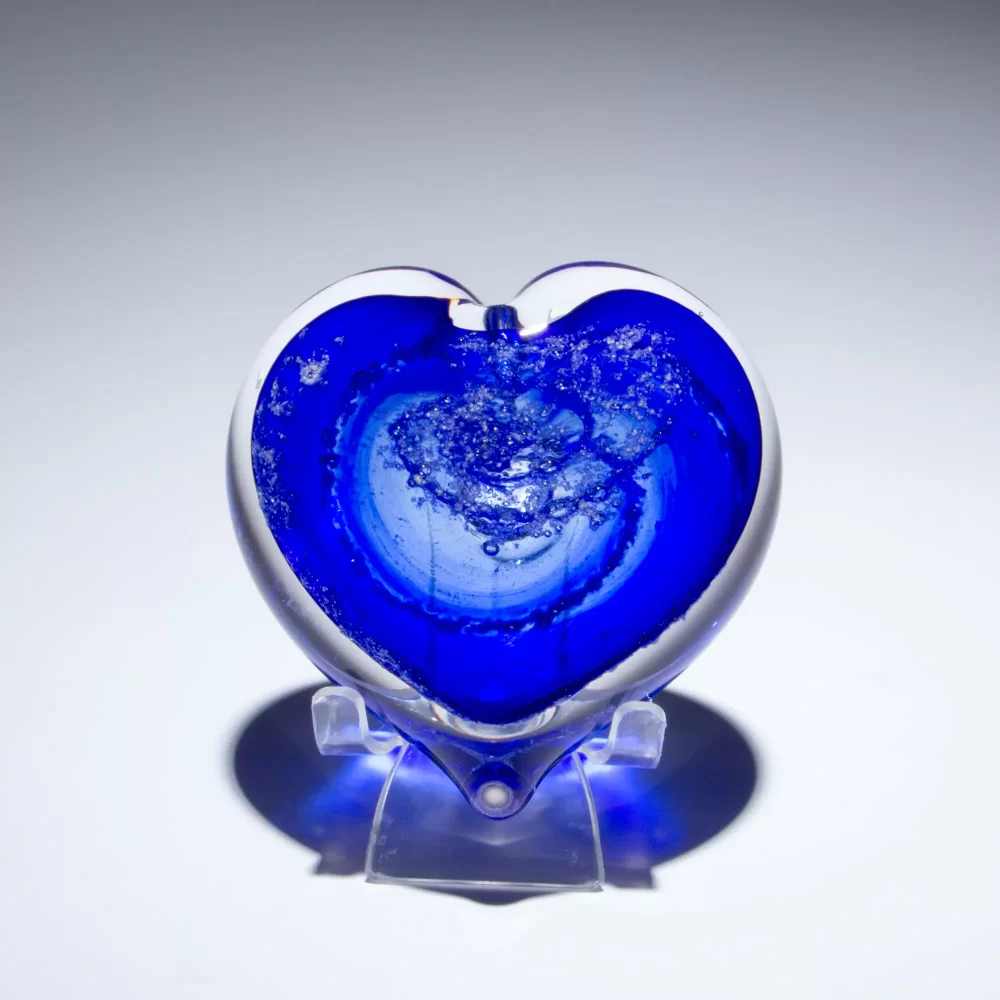 Memorial Heart Cobalt Front on Stand