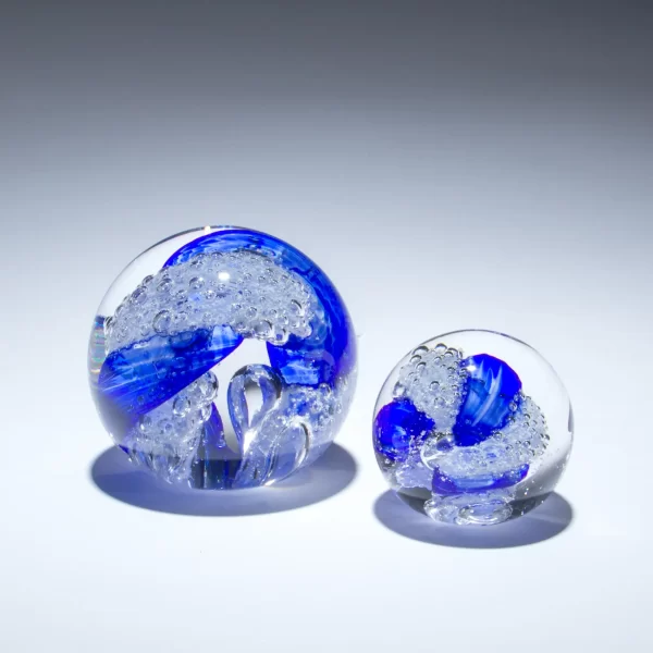 Memorial Round Paperweight or Marble Cobalt