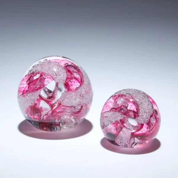 Memorial Round Paperweight or Marble Cranberry