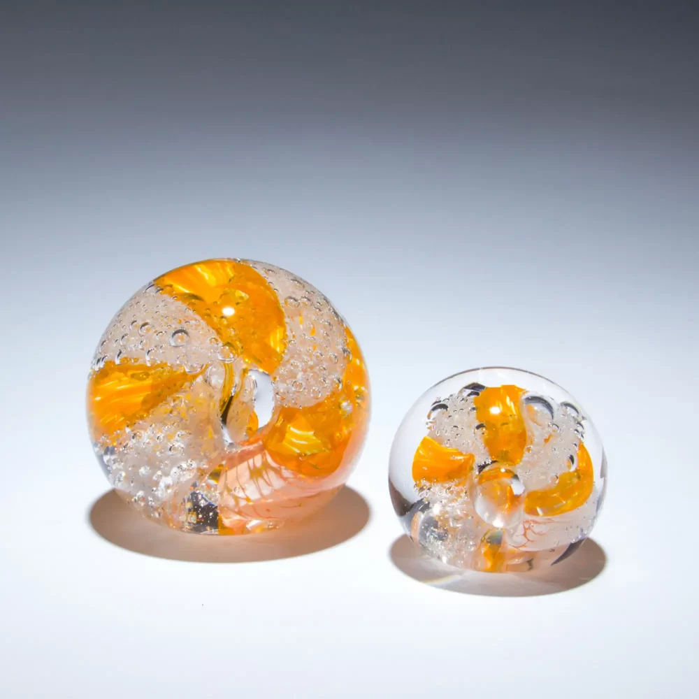 Memorial Round Paperweight or Marble Orange