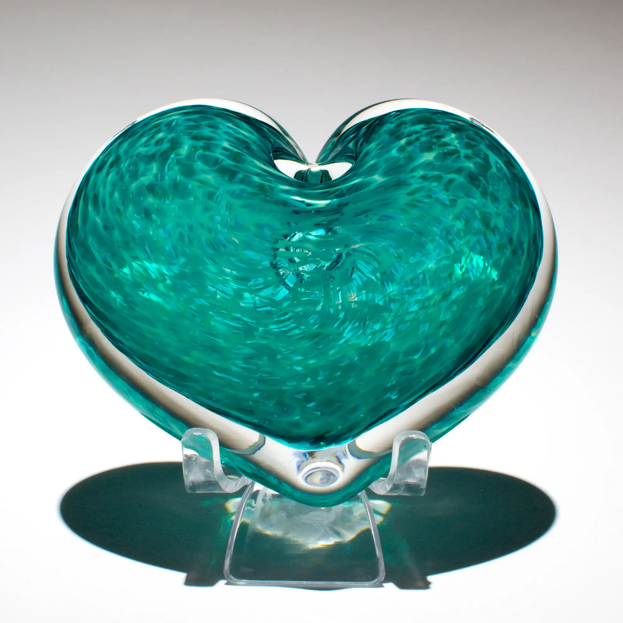 Mint Julep Glass Heart Paperweight