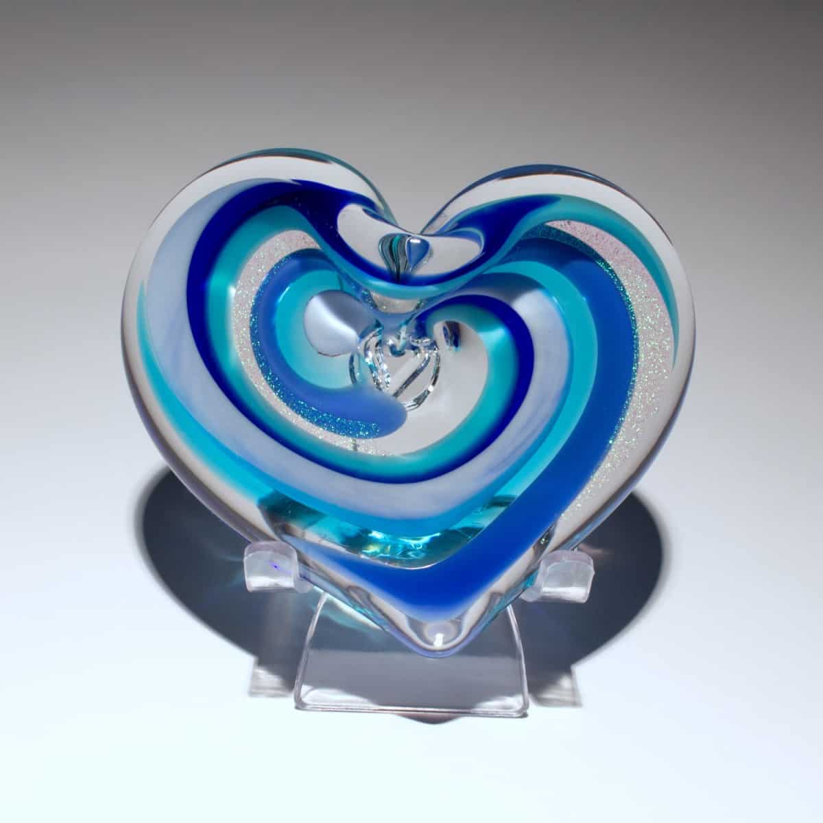 Moonlight Dream Glass Heart Paperweight