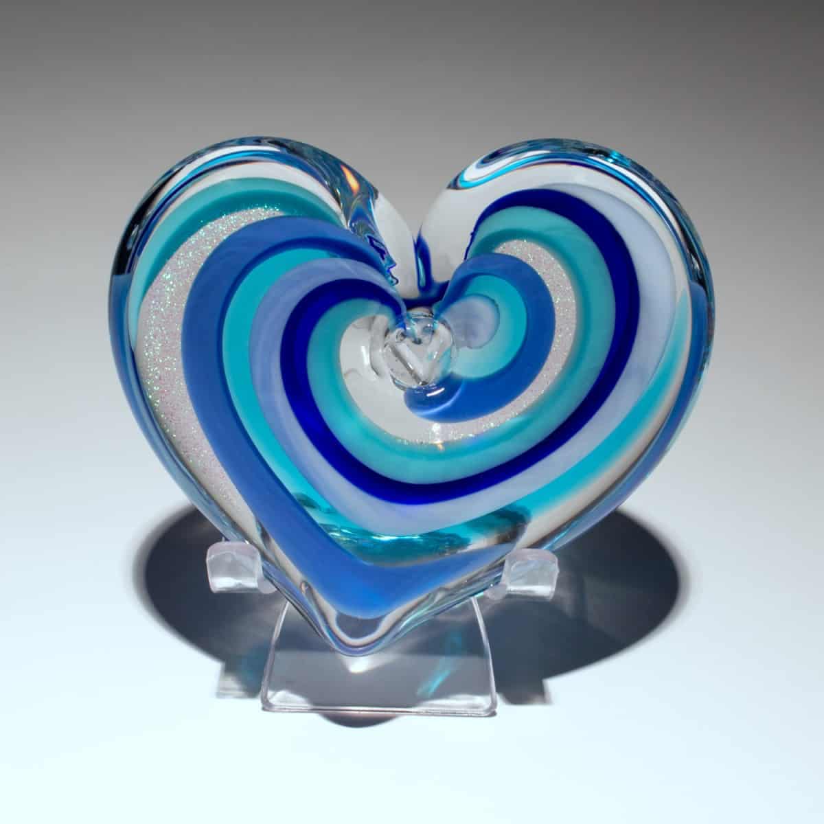 Moonlight Dream Glass Heart Paperweight handblown glass