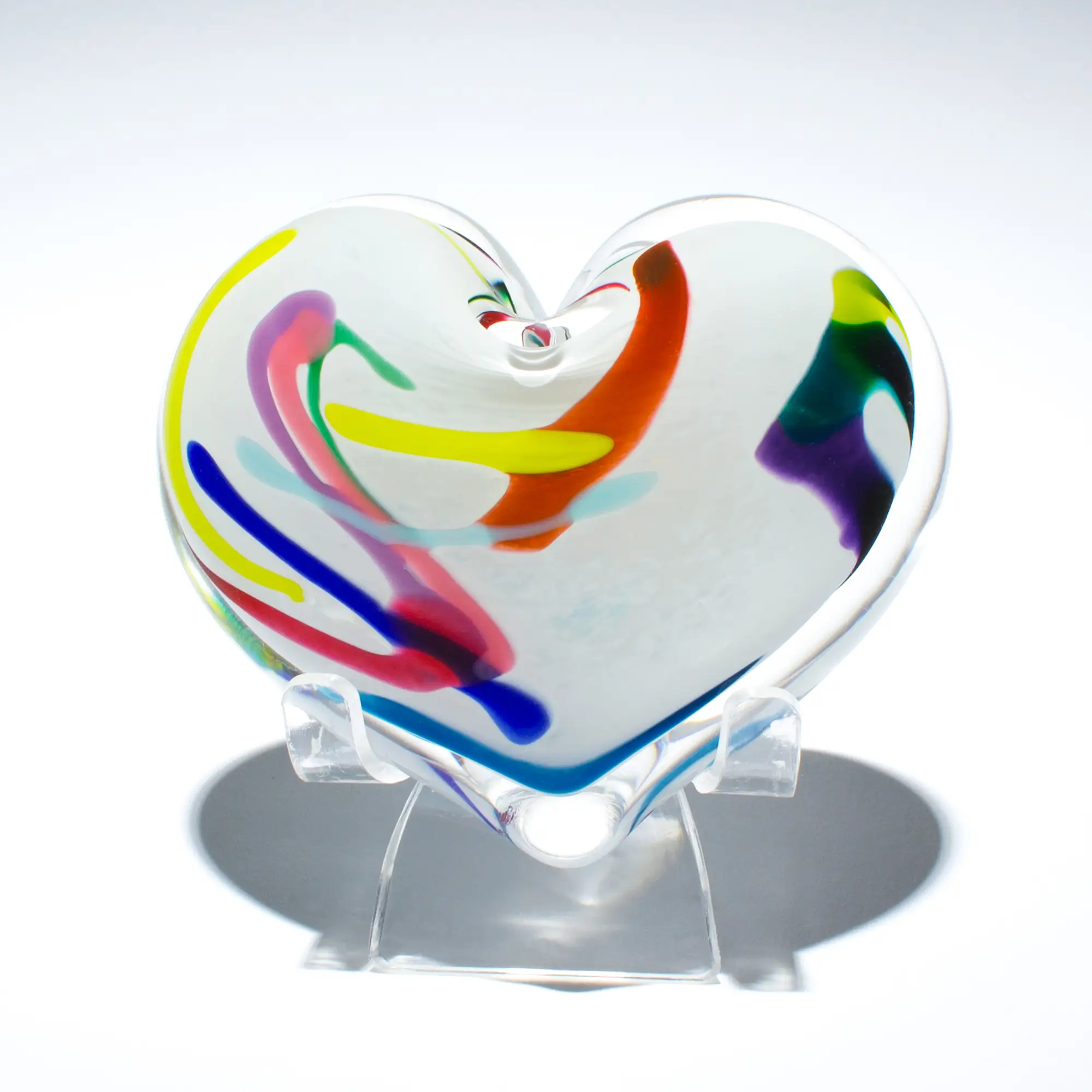 Kaleidoscope Glass Heart Paperweight