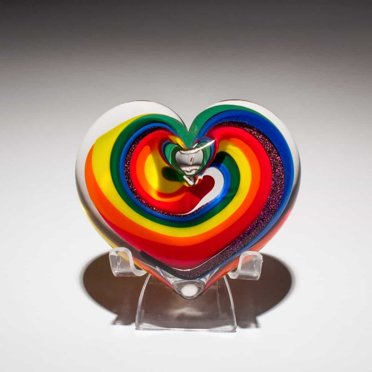 Rainbow Dream Glass Heart Paperweight