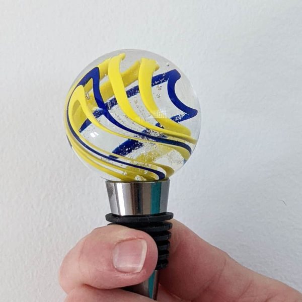 Yellow And Blue Stringer Wine Stopper