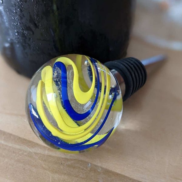 Yellow And Blue Stringer Wine Stopper