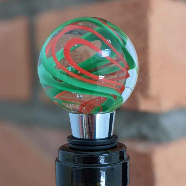 Red And Green Stringer Wine Stopper