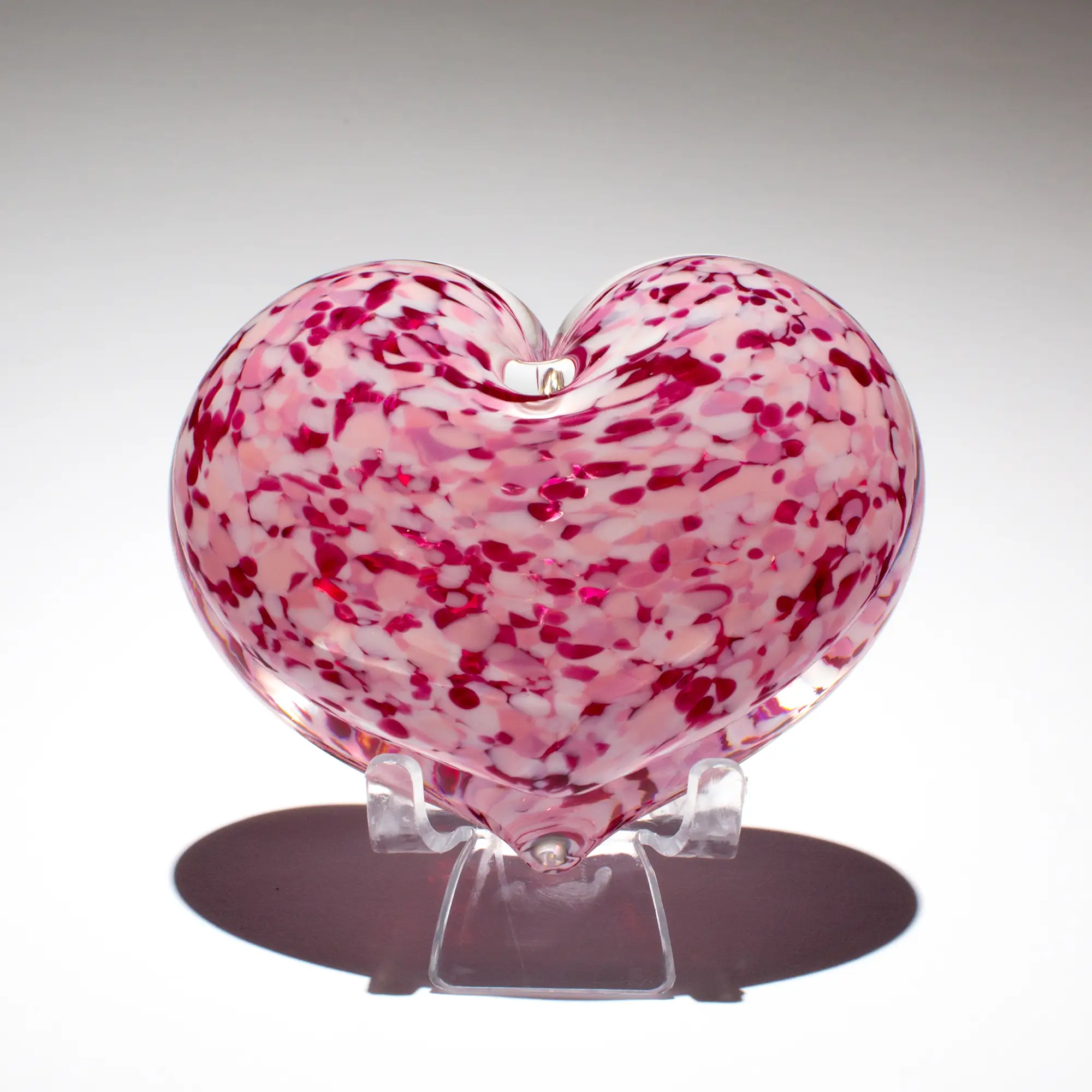 Wild Rose Glass Heart Paperweight