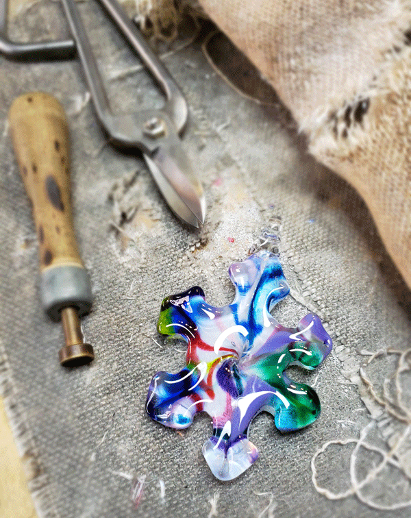 kaleidoscope snowflake Multi Color Hand Sculpted Glass Snowflake Ornament
