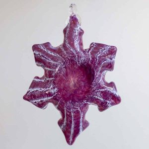 Handblown glass pink snowflake ornament