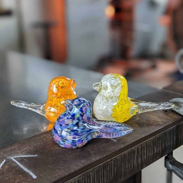 Trio of DIY Glass Birds From Workshop Students