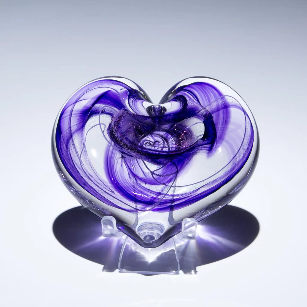 Violet Enchanted Glass Heart Paperweight