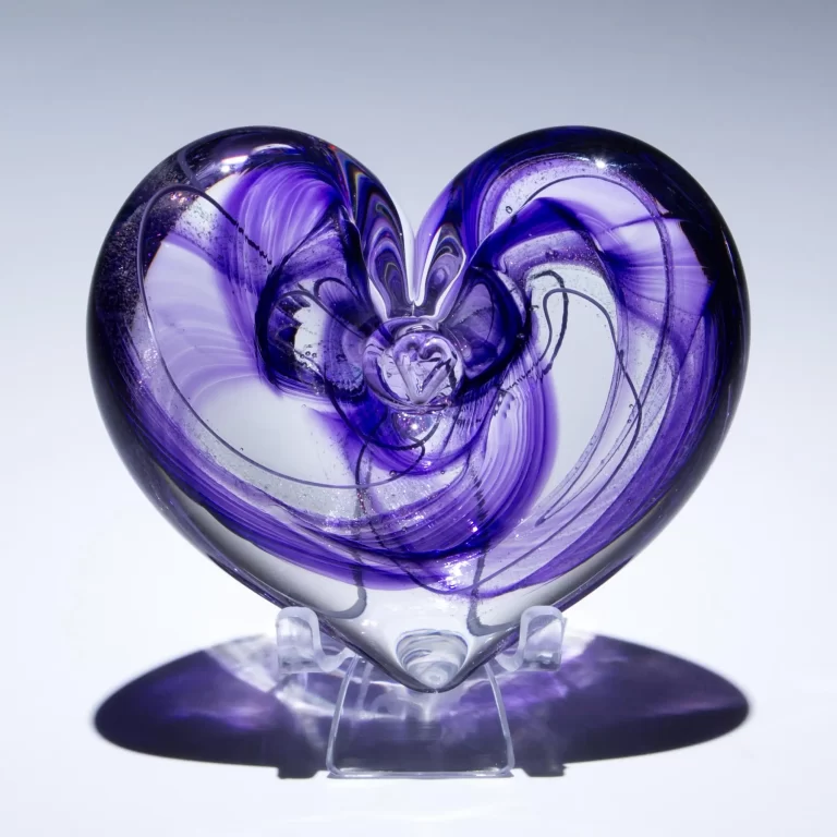 Violet Enchanted Heart Paperweight - back