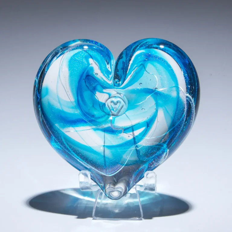 Enchanted Blue Ice Heart Paperweight Back